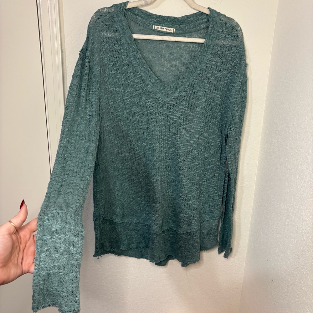 Free People We The Free Ocean Air Hacci Tunic Top size small oversized cotton - Picture 10 of 12